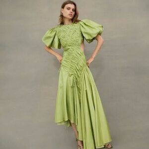 Aje Siren Bayleaf Green Drawstring dress NWT 2
